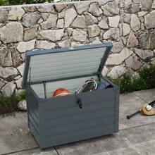 Garden Storage Box On Wheels With Lock And Handle, Ideal For Balcony And Terrace, 100 X 62 X 65 Cm, Dark Grey - A - 查看 1