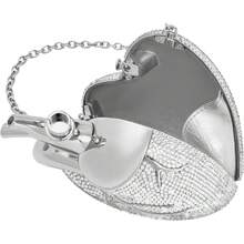 Maren - Bolsa de vidrio artificial con forma de corazón para mujer - Plateado - Ver 4