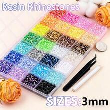 Multi-Color 3mm Jelly Resin Rhinestone Set, Includes Precision Tweezers And Craft Glue, Fashion DIY Clothing Accessories, Cups, Fabric Decor - View 2