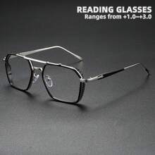 Rivsar 中性近視眼鏡，新款多邊形雙橋金屬內框老花眼鏡，彈簧橢圓框，經典日常佩戴老花眼鏡，適合運動、防滑、電腦使用、舒適閱讀、縫紉、抗眼睛疲勞，適合所有臉型的便利設計，金色、槍灰色、黑色，7種度數可選，假期禮物，夏季，送給父母的禮物，萬聖節，情人節，聖誕節，女士眼鏡，近視眼鏡，女士老花眼鏡，男士老花眼鏡 - 透明色 - 查看 5