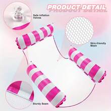 1pc Inflatable Pool Float 4-In-1 Pool Hammock With Bottom Mesh, 3-Tube Design Durable PVC Portable Floating Chair Bed, Suitable For Adults In Pool, Hot Tub, Lake, Beach, Pool Relaxation | Vibrant Pool Float | Comfortable Mesh Base, Adult Pool Float - Multicolor - View 5