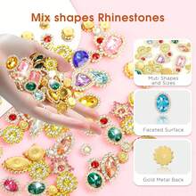 WENSIDUO 50pcs Sew-On Rhinestones, Random Shape Glass Rhinestones, Random Color, Sew-On Crystal Gems With Metal Flat Back And Gold Claw Setting, Suitable For Jewelry Making, Clothing, DIY Crafts, Shoes, Dresses, Jewelry Production - Golden Claw Rhinestones - View 5