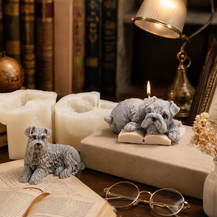 Schnauzer Dog Candle Silicone Mold 3D Animal Shape DIY Resin Mold Handmade Craft Tool For Candle Making Home Decor Gift For Dog Lovers Pet Lover Artistic Sculpting Mold