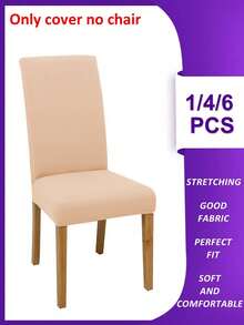 Funda para silla lisa de 4 piezas/6 piezas/8 piezas/10 piezas, fundas elásticas de poliéster desmontables para sala de estar, comedor, dormitorio, para todas las estaciones - Caqui - Ver 27