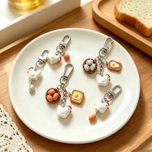 1pc Unisex Creative Healing Resin Hen Laying Egg Pendant Fried Egg Keychain Personalized Bag & Key Charm - Multicolor - View 1