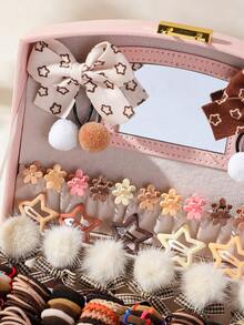 868pcs Girls Brown Tone Bowknot Flower Small Hair Clips Pom Pom Bow Hair Clips Non-Damaging Towel Ring Hair Accessories Head Clips Back Head Clips Side Clips Alligator Hair Clips For Daily Use - Multicolor - View 2