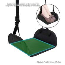 1PC 47*25cm Black Polyester Adjustable Travel Foot Hammock, Reinforced Hard Bottom 3 Positions Hanging Foot Rest Pad, Portable Travel Accessory For Airplane Train Bus Office Wheelchair Relieve Leg Fatigue - A - View 4