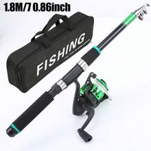 1.8m/5.9ft Telescopic Fishing Rod Set With Spinning Reel, Pre-Loaded Line & Black Carry Bag, Light Portable Freshwater Fishing Gear For All Anglers - Green - View 8