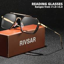 Rivsar Unisex Reading Glasses, New Polygon Double-Bridge Metal Rim Bifocal Glasses, High-Definition Eye Protection, Long-Term Wear Without Dizziness, Reading/Sewing/Business/Office/Elegant/Daily Wear Prescription Glasses For Men & Women, Lightweight Spring-Hinged Frame, Suitable For Sports Anti-Slip, Computer Comfortable Reading, Anti-Eye Fatigue Reading Glasses, Convenient Carry Design Fits All Face Shapes, Luxury Brand Designer Glasses, Holiday Gifts, Gifts For Parents, Halloween, Valentine's Day, Christmas, Glasses, Women's Reading Glasses - Transparent - View 6