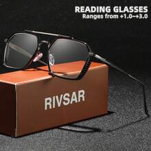 Rivsar Unisex Reading Glasses, New Polygon Double-Bridge Metal Rim Bifocal Glasses, High-Definition Eye Protection, Long-Term Wear Without Dizziness, Reading/Sewing/Business/Office/Elegant/Daily Wear Prescription Glasses For Men & Women, Lightweight Spring-Hinged Frame, Suitable For Sports Anti-Slip, Computer Comfortable Reading, Anti-Eye Fatigue Reading Glasses, Convenient Carry Design Fits All Face Shapes, Luxury Brand Designer Glasses, Holiday Gifts, Gifts For Parents, Halloween, Valentine's Day, Christmas, Glasses, Women's Reading Glasses - Transparent - View 5