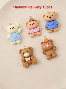 10/20/100pcs Cartoon Resin Bear Pendant Handmade DIY Necklace Earrings Phone Chain Jewelry Making Charm - Brown - View 11