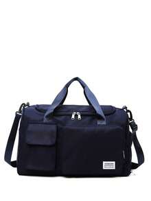 Bolso de tela plegable de nailon resistente con compartimento separado para zapatos, adecuado para guardar ropa deportiva, equipo de yoga, artículos de viaje, útiles escolares - Morado - Ver 2
