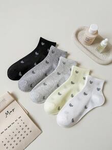 1/5雙女款配件短襪靴子襪 白色平價衣物 Y2K可愛運動趣味鞋禮物女襪 - 彩色 - 查看 3