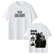 Camisetas con estampado de moda del rapero Don Omar para hombres y mujeres, camisetas vintage de hip-hop, de manga corta, casuales de algodón, estilo gótico punk, holgadas - Blanco - Ver 2