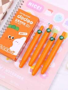 4pcs Cute Portable Retractable Gel Pens, Quick-Drying Black Ink, 0.5mm CS Tip, Stylish Design, Smooth Writing, Ideal For Back To , First Day Of School - Multicolor - View 8
