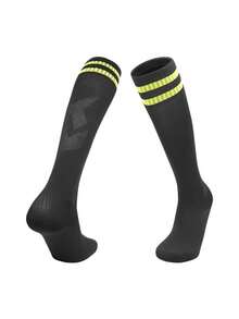1 paire de chaussettes de football pour enfants, chaussettes de sport respirantes et absorbantes jusqu'au genou, convenant aux enfants de 6 à 12 ans pour le football, la course, le cyclisme, la randonnée et les sports de plein air - Multicolore - Voir 26