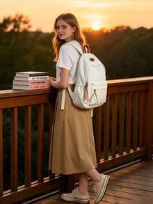 1pc Floral Pattern Backpack, Large Capacity Student School Bag With Laptop Compartment, Adjustable Shoulder Straps, Casual Lightweight Travel Backpack, Perfect For Girls/Teens/Students/Graduates, Suitable For Daily Use, Outings, Travel, School And Back To School Season - 2348 - View 6