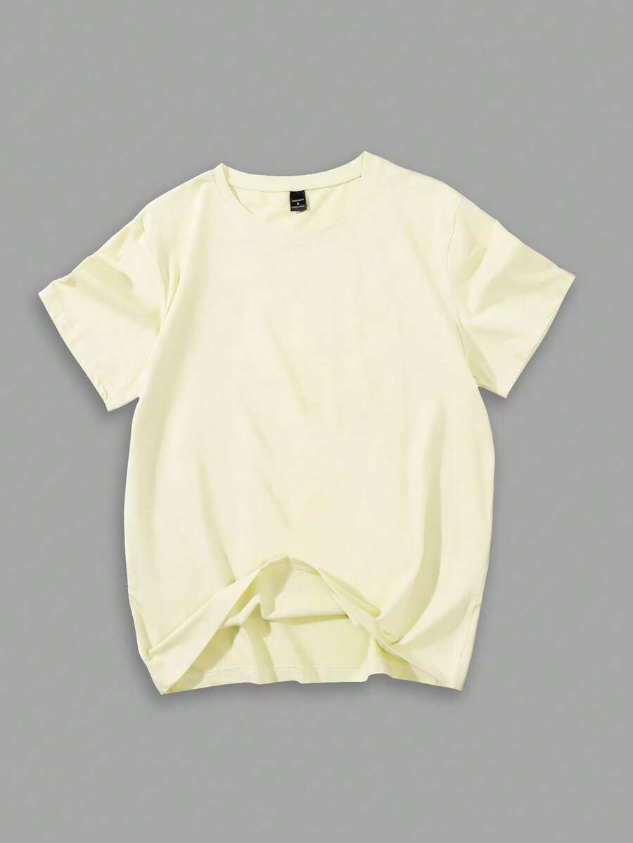 NEOREFINED Men's Casual Solid Color Round Neck Short Sleeve T-Shirt For Summer - Kuning - View 1