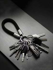 1 pieza Llavero de cuerda trenzada para hombre, cordón para llaves de coche, anillo de metal multifunción, colgante de llave de cerradura minimalista premium, herramienta de gestión de clasificación práctica y desmontable con múltiples anillos - Multicolor - Ver 2