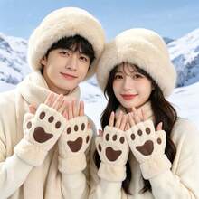 2pcs Women's Winter Plush Wide Brim Knitted Bucket Hat, Warm Fuzzy Fur Hat, Suitable For Winter Outings And Versatile - Multicolor - View 8
