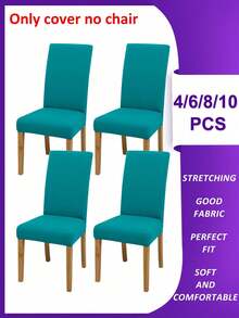 Funda para silla lisa de 4 piezas/6 piezas/8 piezas/10 piezas, fundas elásticas de poliéster desmontables para sala de estar, comedor, dormitorio, para todas las estaciones - Caqui - Ver 15