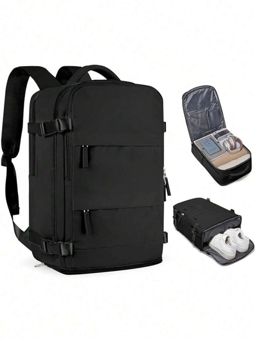 Multifunctional Travel Backpack, Waterproof, With Different Compartments, For School Or Travel - Black - View 1