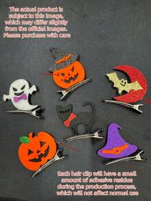 1/5/10pcs Halloween Party Costume 3D Hair Clips Bat Pumpkin Skull Headwear Holiday Gifts - A - View 11