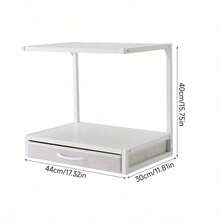 2-Tier Desktop Printer Stand With Fabric Drawer & Open Shelf, Multi-Functional Printer Table For 3D Printers/Fax/Scanner, Compact 17.3x11.8 Inch Home Office Organizer - Black - View 10