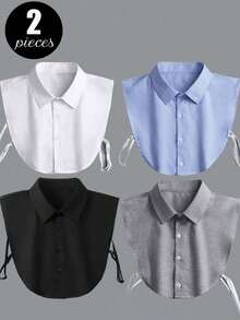 Conjunto de cuello de camisa falso con cuello puntiagudo multifuncional profesional de unicolor unisex, cuello interior desmontable, hecho de material de poliéster suave. Se recomienda coloc - 2 piezas (blanco + gris) - Ver 12