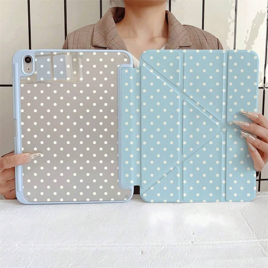 1件波點雙面平板保護殼，相容 iPad Pro 11/第10代 10.9 吋 2022 智能保護殼/Air 13(M3 2025)/Air 11(M3 2025)/Air 11(M3 2025)/11(A16 2025)/相容 Galaxy Tab S10+/S9/A9，相容 Galaxy A9/S9/S7/S18+，相容 Matepad - 彩色 - 查看 1