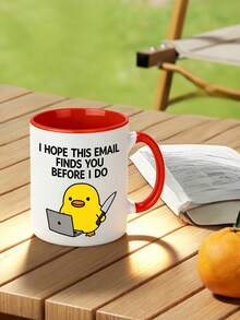 1pc I Hope This Email Finds You Before I Do Duck 11oz Mug Cup,Reusable,Funny Joke Rude Birthday Christmas Grumpy Sarcastic Boss Manager Teacher Doctor,Birthday,Holiday,Christmas,Suitable For Hot Or Cold Drinks,Thanksgiving Gift,Party, Back To School - Multicolor - View 3