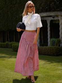 Women Skirts - Red and White - View 1