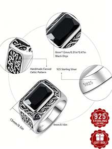 1pc 925 Sterling Silver Ring, Exquisite Floral Pattern Vintage Distressed Craft, Size 7-11, Suitable For Women, Comes With Gift Box - Silver - View 5