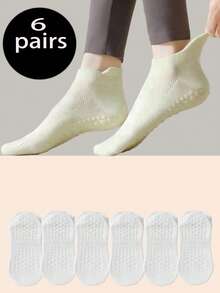 3/6/10 Paar farbige Yoga-Socken für Damen mit rutschfestem Silikonbündchen und bequemem elastischem Kordelzug, kurze Yoga- und Tanzsocken Einfarbig, geeignet für Sport, Ballett und Yoga - Verschiedenfarbig - Übersicht 13