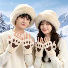 2pcs Women's Winter Plush Wide Brim Knitted Bucket Hat, Warm Fuzzy Fur Hat, Suitable For Winter Outings And Versatile - Multicolor - View 2