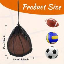 Portable Football Mesh Bag, Multi-Functional Drawstring Sports Mesh Bag, Foldable Football Mesh Bag, High-Quality Drawstring Sports Ball Bag Suitable For Basketball, Water Polo, Football, Volleyball. (Bag Only) - Black - View 7
