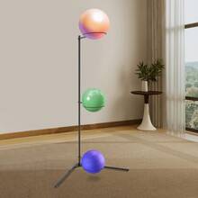 RibasuBB 3-Ball Stability Ball Rack Exercise Ball Stand Adjustable Ring Holders Fits 45–75cm Balls Corner Space-Saving Iron Frame - Default - View 4