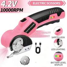 Kéo điện không dây 4.2V có khóa an toàn và đèn LED, tay cầm chống trượt tiện dụng, lưỡi dao xoay 10000 vòng/phút, pin 2000mAh, thích hợp để cắt quần áo, bìa cứng, thảm, da, vải và nhiều hơn nữa, máy cắt bìa cứng, máy cắt vải. - Nhiều màu - Xem 14