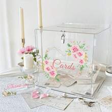 Transparente Acryl-Kartenbox mit Schloss und Logo, Hochzeitsgeld- und Geschenkkartenhalter-Box für Hochzeitsfeier, Aufbewahrungsbox, Geschenkbox - 1PC - Übersicht 10