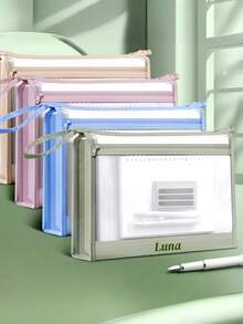 1pc Customized Oversized A4 Mesh Storage Bag - Multiple Colors Available, Transparent & Breathable, Dual Zipper Closure, Tear-Resistant & Reusable. Suitable For Office Supplies Or Handicrafts, Random Accessories - Multicolor - View 6