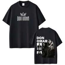 Camisetas con estampado de moda del rapero Don Omar para hombres y mujeres, camisetas vintage de hip-hop, de manga corta, casuales de algodón, estilo gótico punk, holgadas - Blanco - Ver 1
