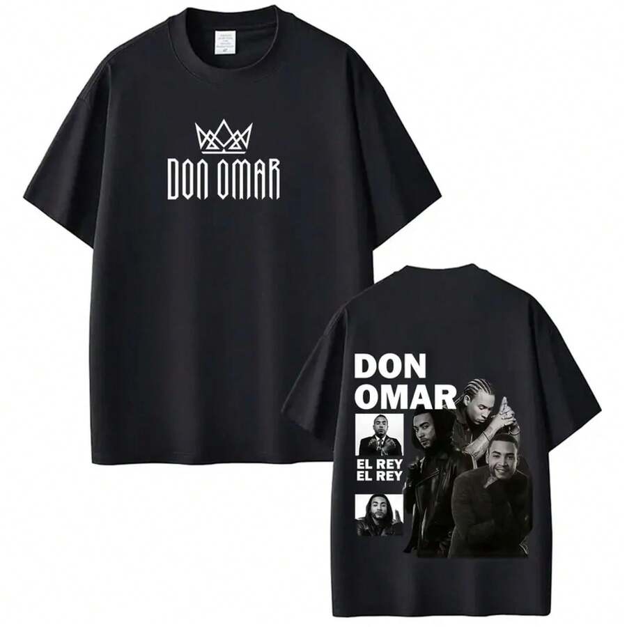 Camisetas con estampado de moda del rapero Don Omar para hombres y mujeres, camisetas vintage de hip-hop, de manga corta, casuales de algodón, estilo gótico punk, holgadas - Blanco - Ver 1