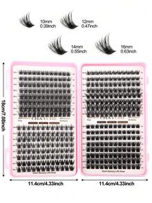 CMAYOME 384片 C捲 DIY 假睫毛簇，C捲睫毛簇，0.07mm D捲 10-16mm 混長自然接睫毛，細長睫毛，長款漫畫感睫毛，自然睫毛，漫畫睫毛，適合初學者在家使用 - 彩色 - 查看 9