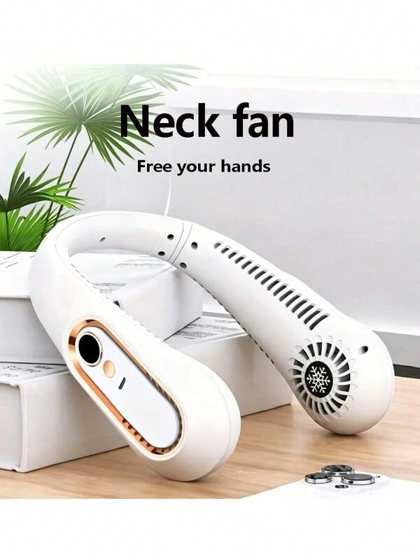 VIXILITOP 1pc Portable Neck Fan/1pc Handheld Fan, Battery-Powered Bladeless Personal Fan, Rechargeable, Headphone Design, 5 Speeds, Gift For Men And Women Camping Supplies, Portable Outdoor Sports Small Fan, Digital Display Rechargeable Fan, Slouchy Neck Fan New Model, Suitable For Office, Bedroom, Outdoor, Travel, Camping, Back To School Supplies