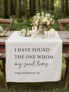 Customized Personalized Wedding Table Runner And Welcome Banner, Suitable For Wedding, Reception, Ceremony, Woven Fabric, Customizable Text, Rectangular Table Decor, Suitable For Outdoor Events, Name/Date/Phrase Decoration - Multicolor - View 6