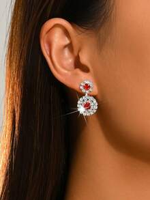 1 Pair Exquisite Women's Stud Earrings With Sparkling Rhinestone Details, Versatile For Party And Date Outfits - Multicolor - View 10
