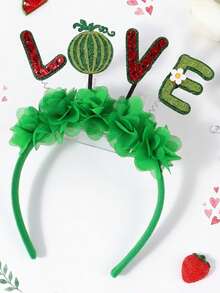 1pc Watermelon Floral Letter Headband,Green Hairband,Summer Watermelon Theme Party Headband,Cute Hair Accessory For Girls Teens - Multicolor - View 1