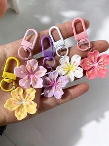 5pcs Vibrant Cherry Blossom Keychains, Bohemian Style, Versatile Keyring Bag Charm Accessories, Souvenir Gift For Friends, Exquisite Flower Keychains - 5 Cherry Blossom Keychains - View 5