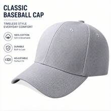 1pc Men's Baseball Cap, Adjustable Outdoor Sun Protection Casual Hat, Suitable For Spring/Autumn Travel, Beach Vacation - Grey - View 2