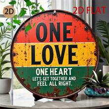 2D Flat - 2D Flat Round Rusty Metal Sign, Vintage Reggae Theme Wall Art With Inspirational Quote, Suitable For Home Bar Or Leisure Area - A - View 5